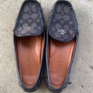 Coach Women's Black and Grey Loafers size:6.5